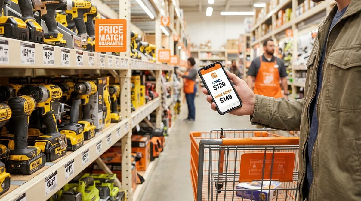 Home Depot store aisle with tools and hardware