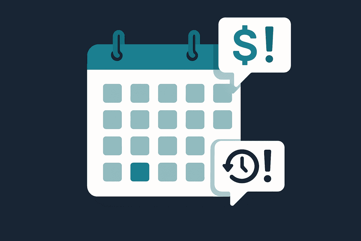 Calendar with price drop alert notifications