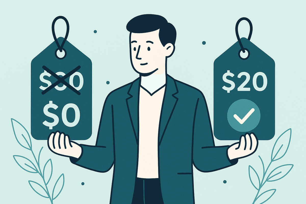 Comparing original price vs dropped price with a checkmark