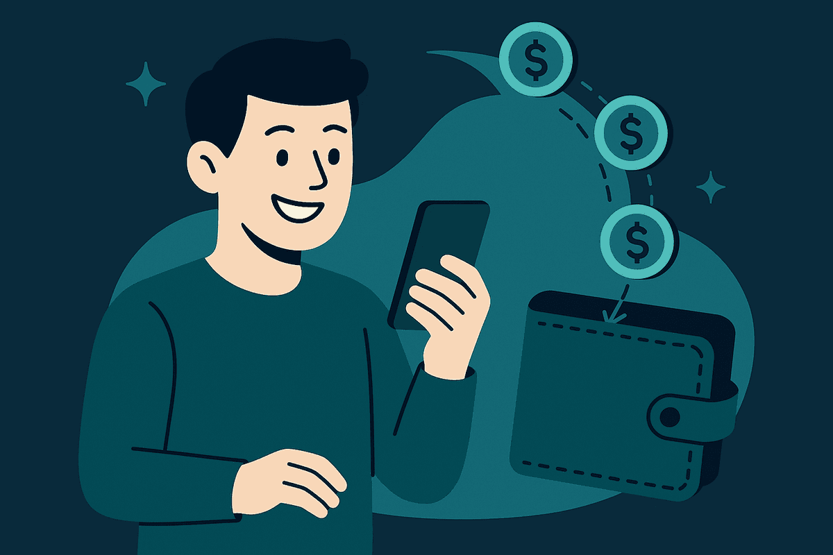 Person receiving a successful price adjustment refund on their phone