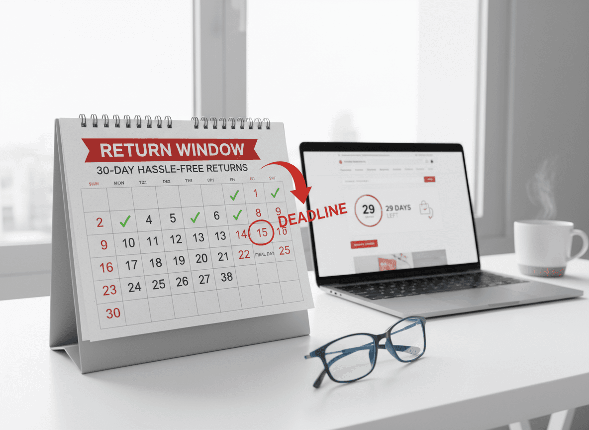 Calendar showing 30-day return window with deadline marked