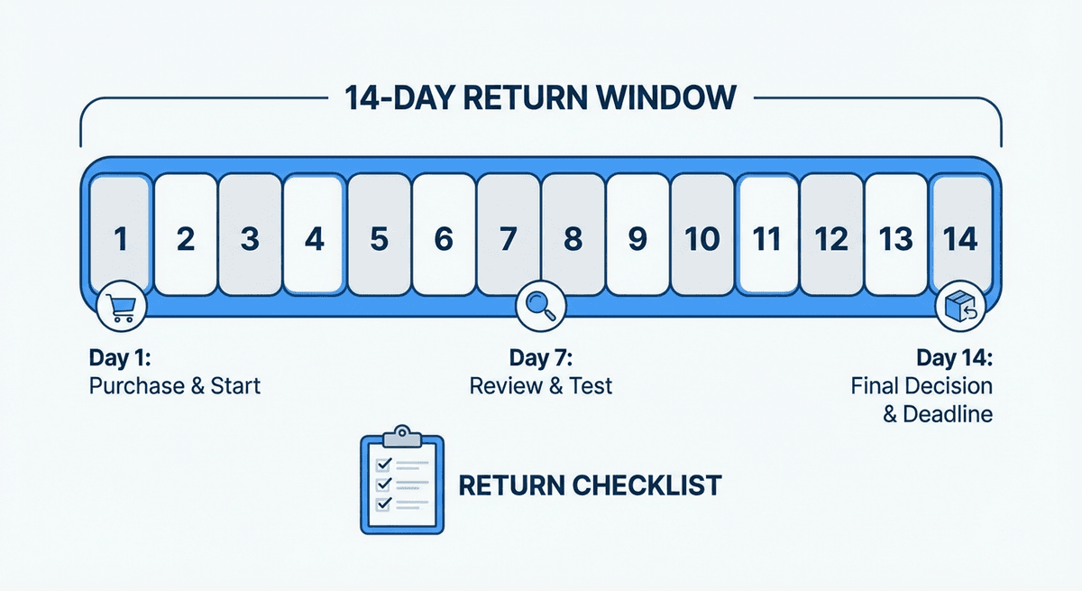 Apple return policy overview checklist with 14-day window