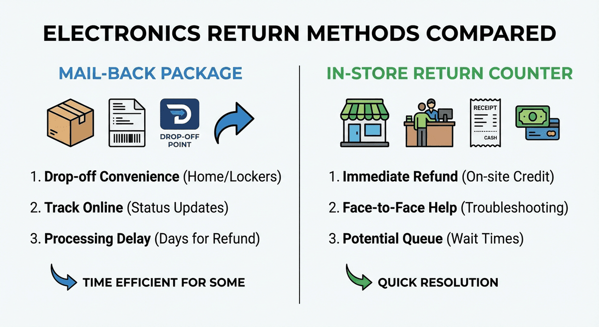Customer choosing between mail return and Apple Store return