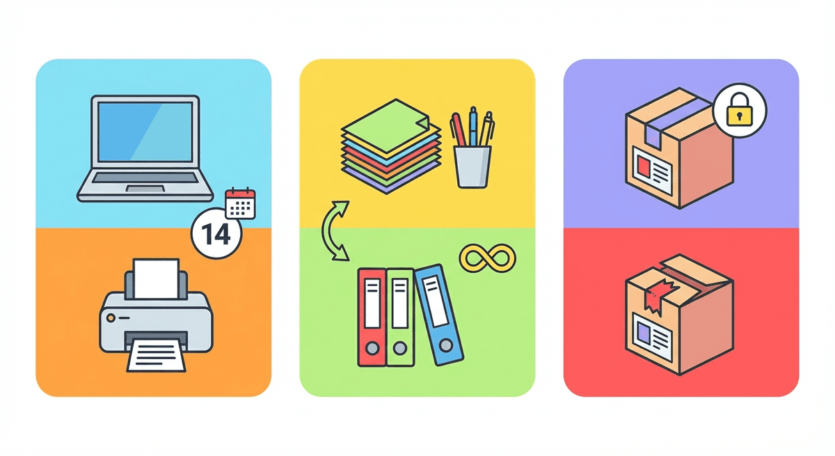 Staples return policy overview with office supplies and electronics