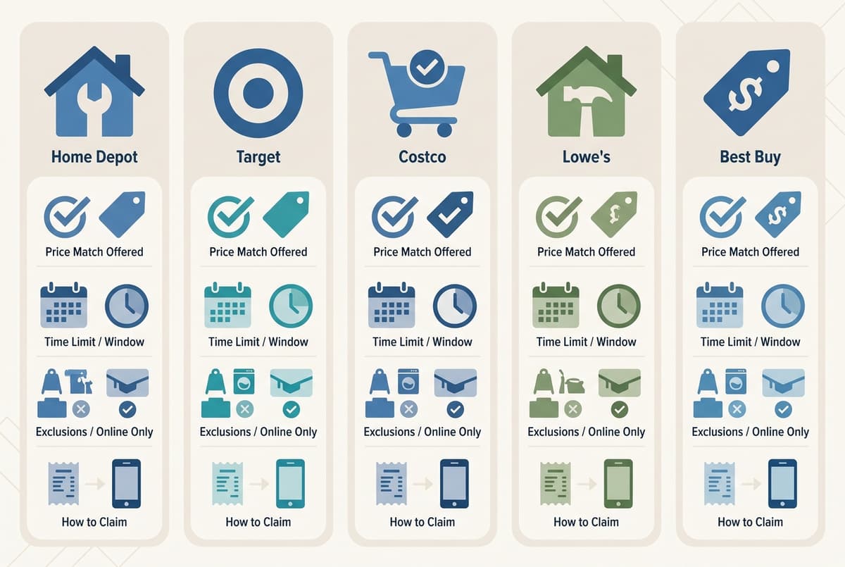 Comparison of price match policies across retailers
